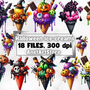 Eis Clipart, Halloween Eis Png, gruselige Clipart, Eis Clipart, Wand Dekor, bedruckbarer digitaler Download, Bäckerei Clipart