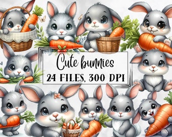 Bunny clipart, bunnies png, cute rabbit clipart, kids sublimation, Easter design, Wall Art Decor, Printable Digital Download