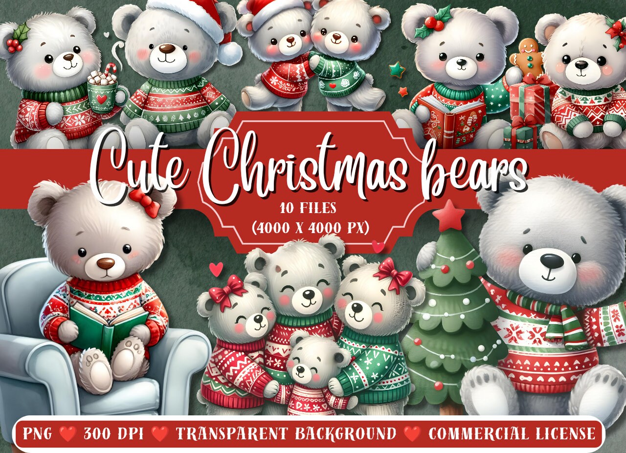 クマ、クリスマスクマ、テディベア、新年クマ、クリスマスクリップ