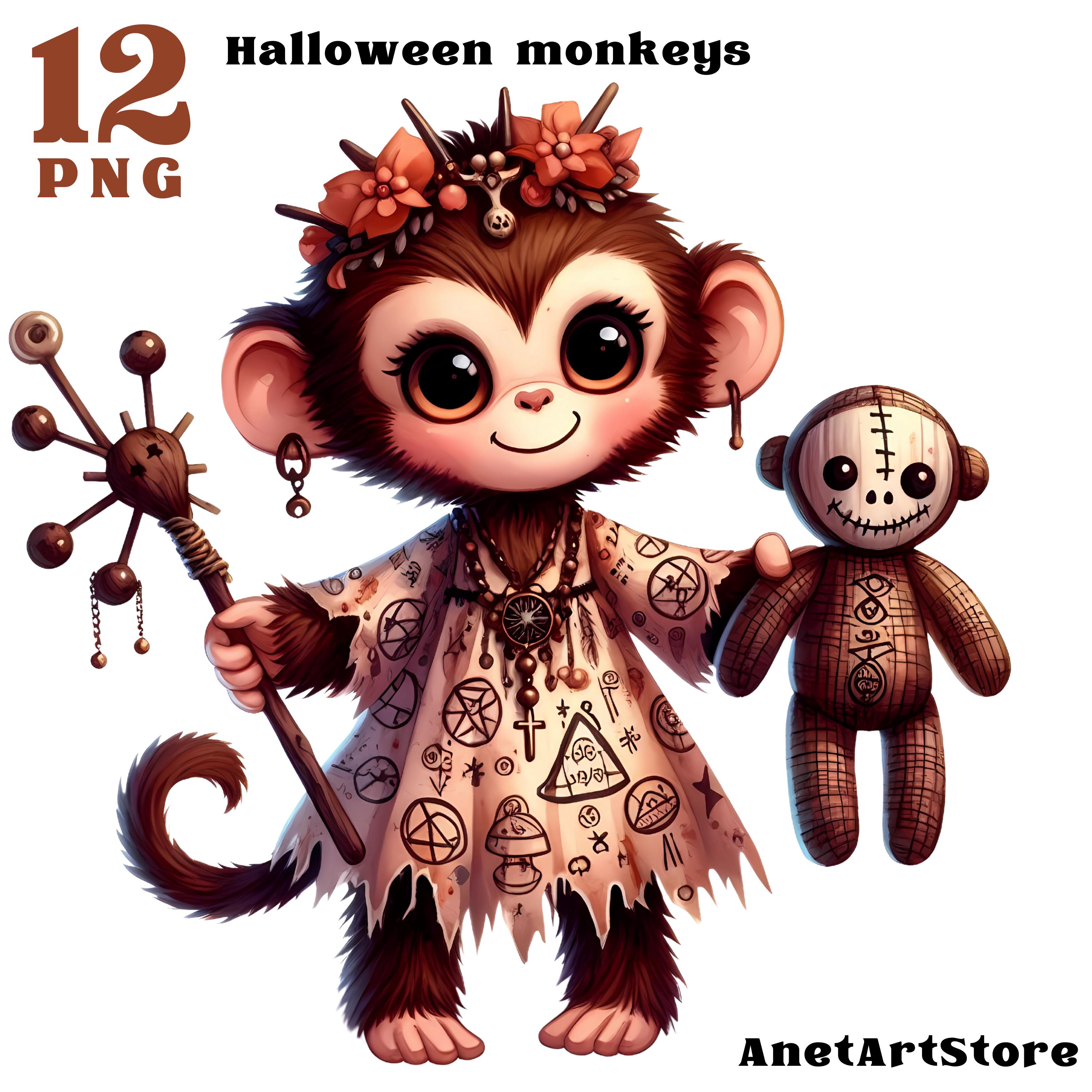 Monkey Clipart, Cute Monkeys Clipart, Halloween Clipart, Halloween