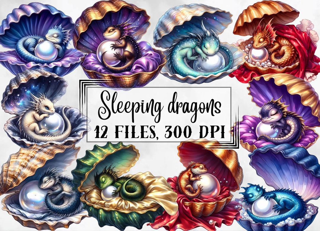 Dragons Clipart, Sleeping Dragons Png, Baby Dragos Sublimation