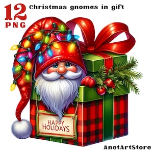 Christmas gnome clipart, Christmas clipart, gnome png, New year gnome, winter clipart, festive clipart, Christmas tree clipart
