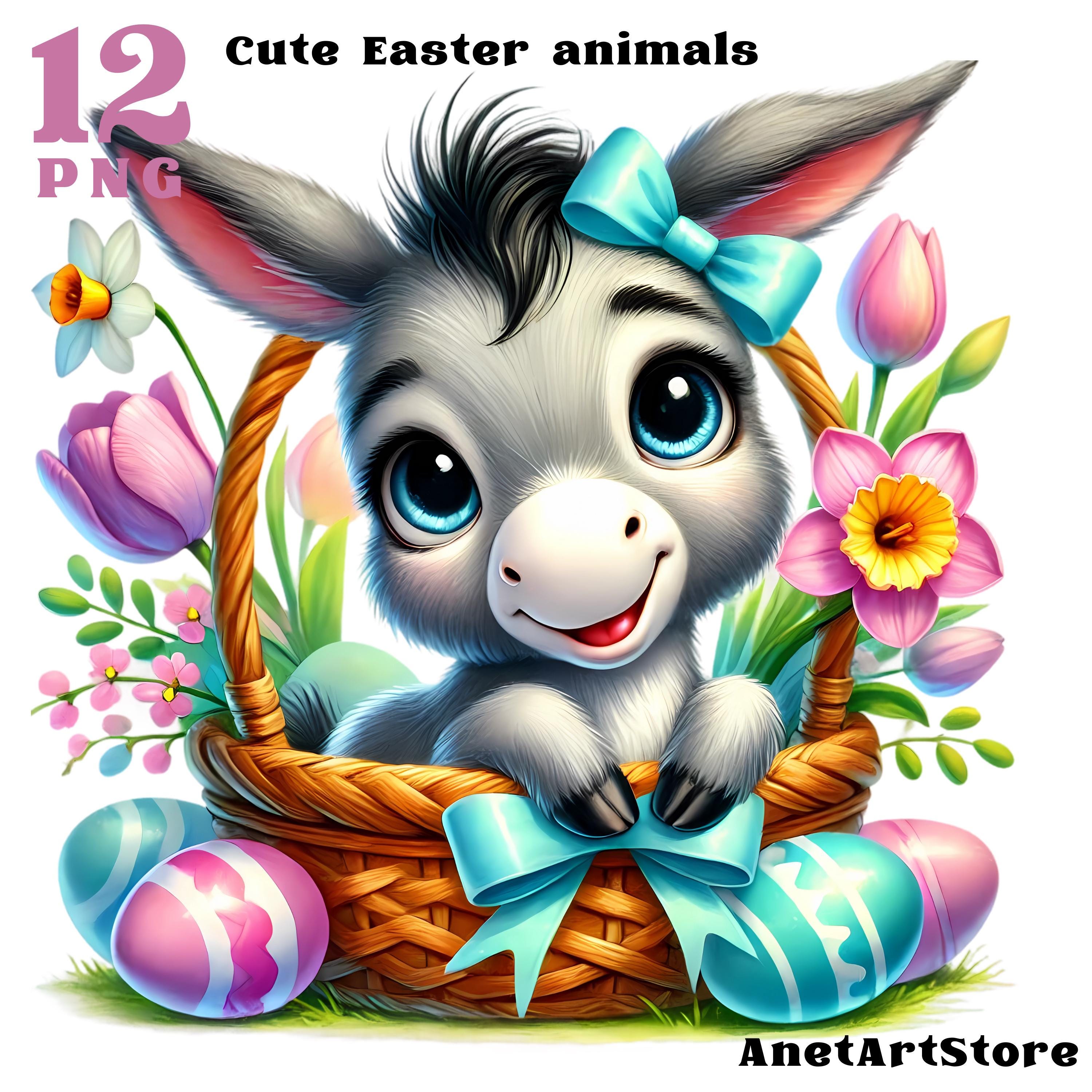 Cute Farm Animals Clipart Easter Clipart Farmhouse Illustration Easter ...