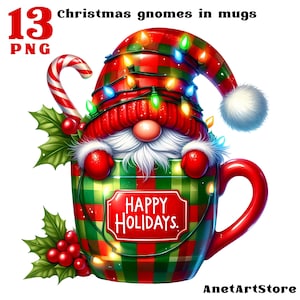 Christmas gnome clipart, Christmas clipart, gnome png, New year gnome, winter clipart, festive clipart, Christmas tree clipart