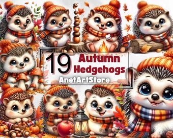 Hedgehog clipart, hedgehogs clipart, autumn clipart, fall clip art, Wall Art Decor, Printable Digital Download,Animal Prints