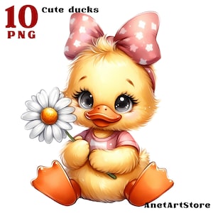Clipart canard mignons canards png clipart animaux clipart enfants clipart chambre d'enfant clipart anniversaire sublimation canard jaune dessin animé oiseaux caneton png
