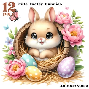 Easter clipart, easter bunny png, easter egg clip art, Easter sublimation, Easter design Cute bunny illustration Easter rabbit clipart