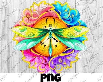 Mandala kleurrijke Dragonfly print PNG, Wall Art decor, mode, meisje, afdrukbare digitale download, dierenprints, print, clipart