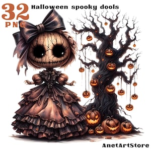 Doll clipart, dolls clipart, Halloween clipart, spooky doll png watercolour doll Halloween doll clipart, spooky clipart Spooky dolls clipart