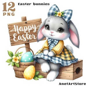 Easter clipart, easter bunny png, easter egg clip art, Easter sublimation, Easter design Cute bunny illustration Easter rabbit clipart