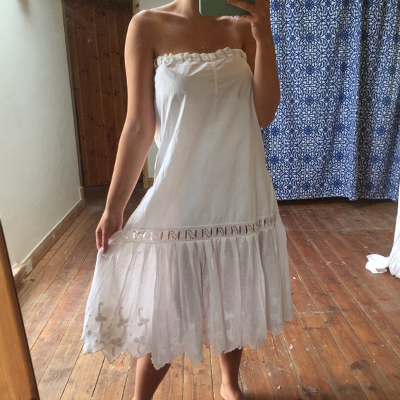 1920's Drop Waist Petticoat Hand Embroidered