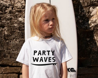 Kids Surf Tshirt, Surfer Kids Tshirt, Party Waves Tshirt, Surfer Boy, Surfer Girl, Surfing Tshirt, Surf Baby, Surfer Gift, Kids Beach Tshirt