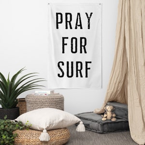 Pray for surf wall decor flag, Surf nursery decor, Pray for surf wall art, Pray for surf print, Surf kids room decor, Surf Art, Surf Flag