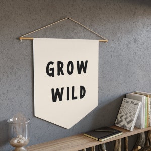 GROW WILD Wall Flag, Kids Room Wall Pennant, Kids Wall Decor, Kids Room Decor,  Wall Flag, Kids Wall Banner, Nursery decor, Kids Wall Flag