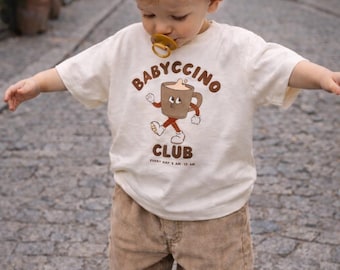 Babyccino Club Kids T-shirt,  Foodie Aesthetic Toddler Shirt, Cosy Minimalist Clothing