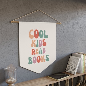COOL KIDS READ Books Wall Flag, Kids Room Wall Pennant, Kids Wall Decor, Kids Room Decor, Kids Wall Flag, Kids Wall Banner, Playroom decor