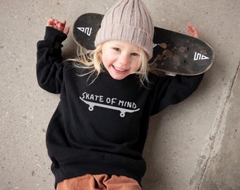 SKATE of MIND Kids Sweatshirt, Skateboard Sweatshirt, Skater Boy Gift, Skater Girl Gift, Skater Kids Gift, Skateboard Shirt, Kids Crewneck