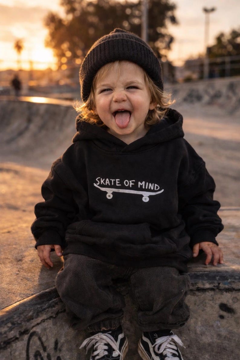 Kids Skate Hoodie, Skateboarding Kids Shirt, Skate Of Mind, Skater Boy or Girl Gift image 2