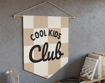 COOL KIDS CLUB Wall Flag, Kids Room Wall Pennant, Kids Room Decor,  Beige Green Kids Wall Decor, Kids Wall Banner, Nursery decor