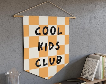 COOL KIDS CLUB Wall Flag, Kids Room Wall Pennant, Kids Room Decor, Mustard Kids Wall Decor, Kids Wall Banner, Nursery decor