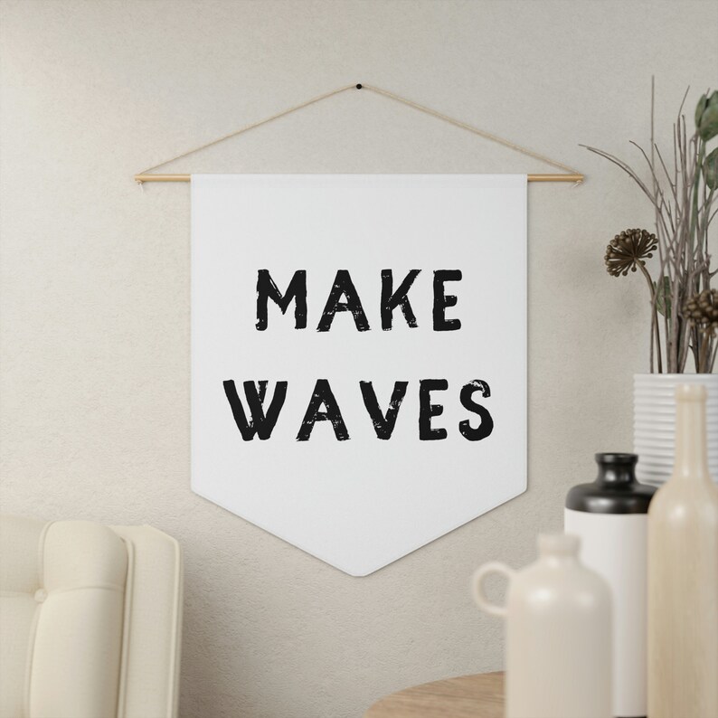 MAKE WAVES Banner, Surf Pennant, Surf Wall Banner, Surf Wall Decor, Surfer Gift, Surf Kids Room, Surf Nursery Decor, Make Waves Wall Flag image 2