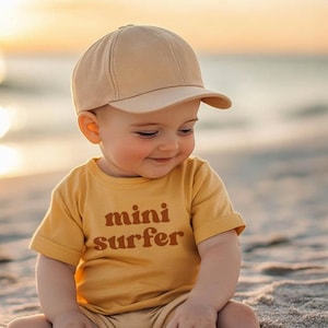 Mini Surfer Baby T-Shirt,  Surf Baby Tshirt, Beach Baby Shirt, Surf Newborn Gift, Surfing Baby Top, Ocean Lover Gift, Beach Baby Outfit
