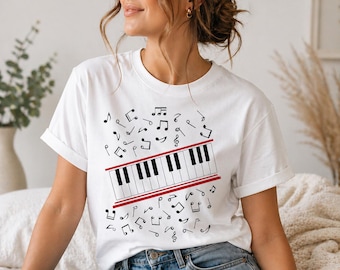 T-shirt Michael Jackson Beat It Piano Keys, T-shirt King of Pop Music