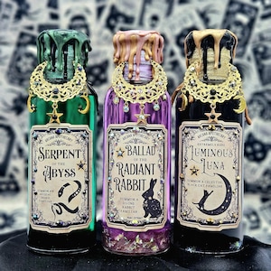 Abyssal Serpent, Radiant Rabbit, Luminous Luna Color Changing Glass Bottle, Witch Halloween Decor, Magic Fantasy Alchemy Apothecary, Potion