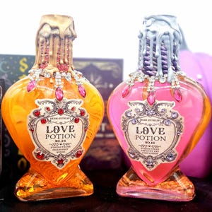 Love Potions, Color Changing Glass Bottle, Witch Halloween Decor, Magic Fantasy Alchemy Apothecary, Color shift Potion