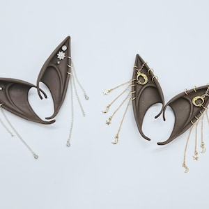 Celestial Pierced Elf Ears Cosplay Fairy LARP Ear Cuffs Fantasy Earring Soft Rubber Roleplay Jewelry DARK