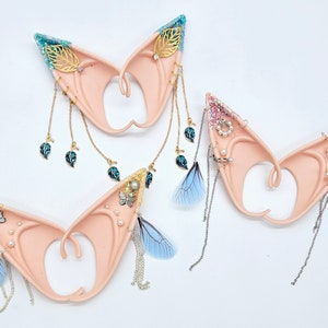 Shimmertip Elf Ears Cosplay Fairy Pierced LARP Ear Cuffs Fantasy Earring Soft Rubber Roleplay Jewelry PALE