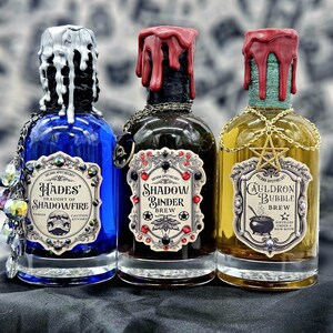 Hades&#39; Shadowfire, Shadow Binder, Cauldron Bubble Color Changing Glass Bottle Witch Halloween Decor Magic Fantasy Alchemy Apothecary Potion