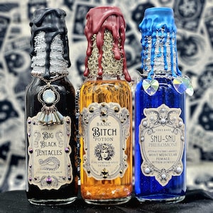 Mature Adult DnD joke Potion gag gift, Vampire, Tentacles Color Changing Glass Bottle,  Witch Halloween Decor, Magic Fantasy decor prop