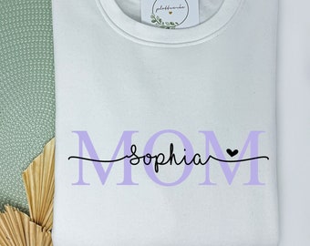 MOM Pullover personalisiert, Mama Sweatshirt, Pullover personalisiert, Crew Neck, Mama mit Kindernamen, Mama Kind Pullover