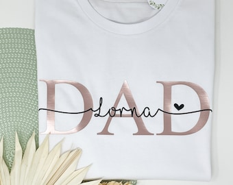 Personalisierbares DAD-Shirt, Herrenshirt, Papashirt, T-Shirt weiß, Papa mit Kindernamen, Textilveredelung, Menfashion, Rundhalsausschnitt
