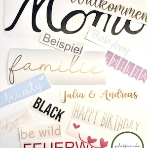 Personalisierte Aufkleber, Schriftzüge, Vinylfolie, Beschriftungen, Sticker, Etiketten, Wunschtext, Namensschild, Hochzeit, Nummern