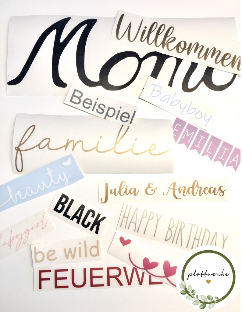 Personalized stickers, lettering, vinyl film, lettering, stickers, labels, desired text, name tag, wedding, numbers image 1