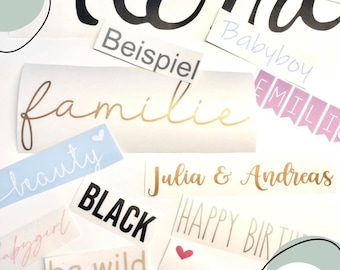 Personalisierte Aufkleber, Schriftzüge, Vinylfolie, Beschriftungen, Sticker, Etiketten, Wunschtext, Namensschild, Hochzeit, Nummern