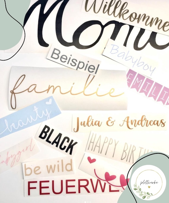 Personalisierte Aufkleber, Schriftzüge, Vinylfolie, Beschriftungen, Sticker, Etiketten, Wunschtext, Namensschild, Hochzeit, Nummern