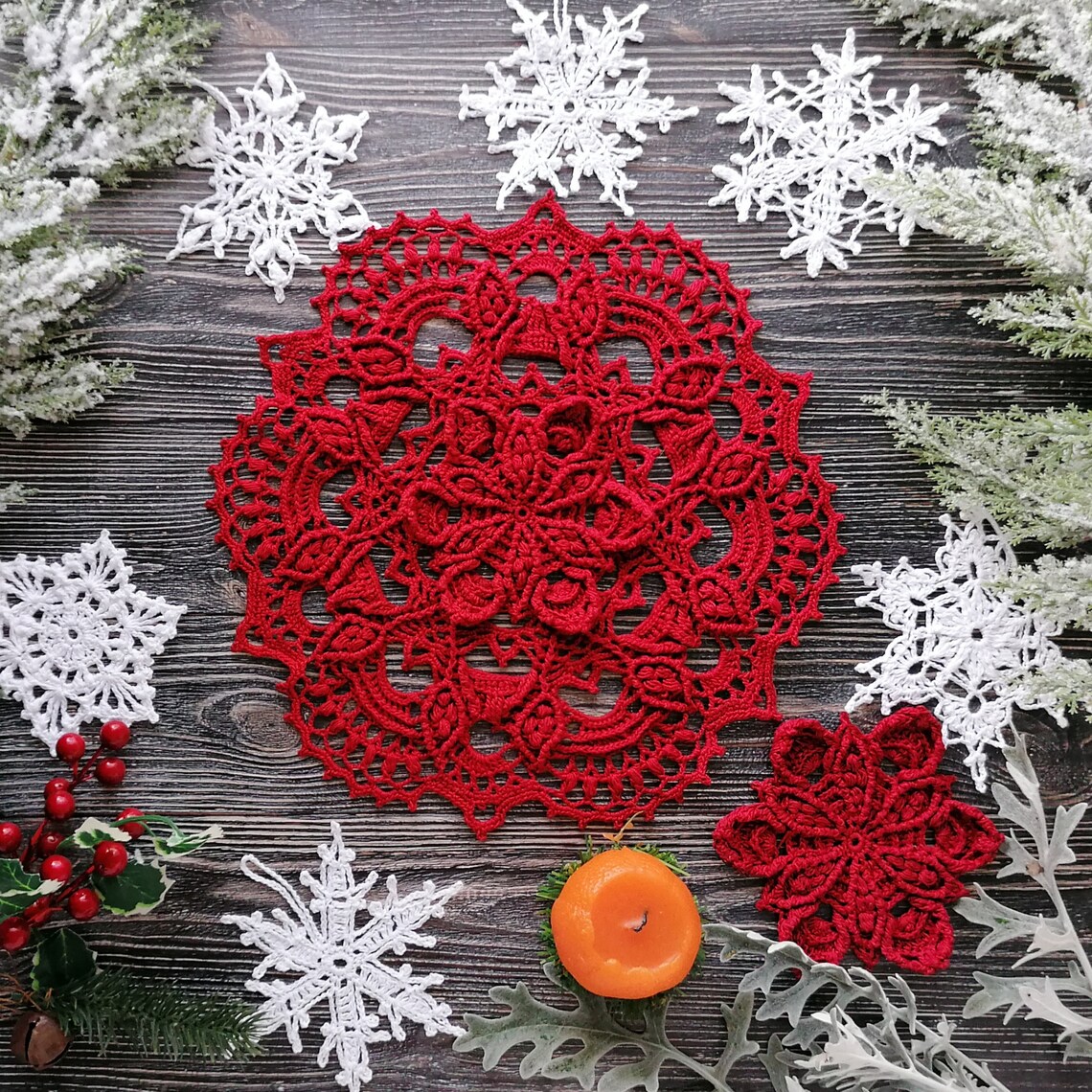 Pattern for crochet doily Poinsettia Instant download Etsy