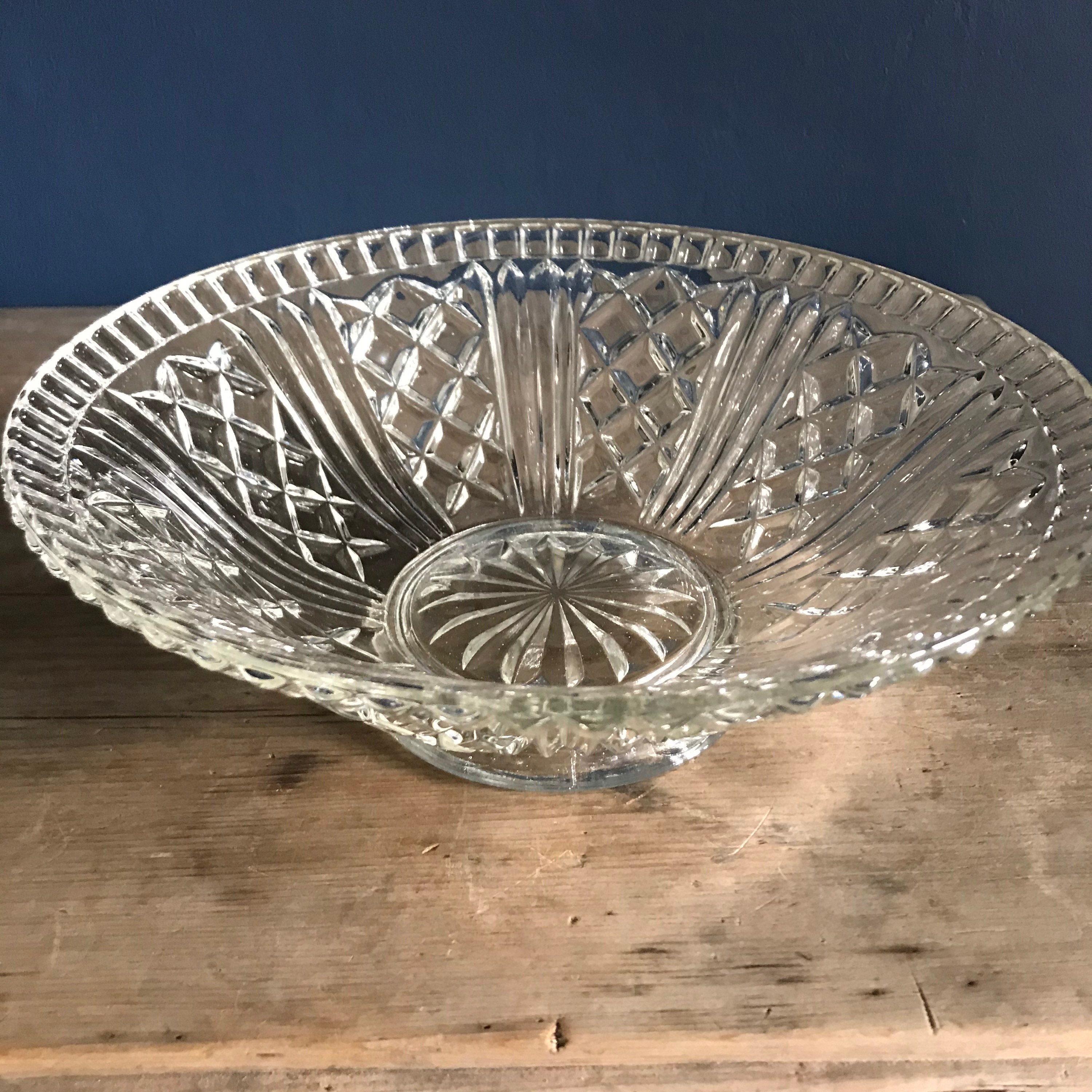 Vintage cut glass serving bowl 10.5 footed bowl trifle Etsy
