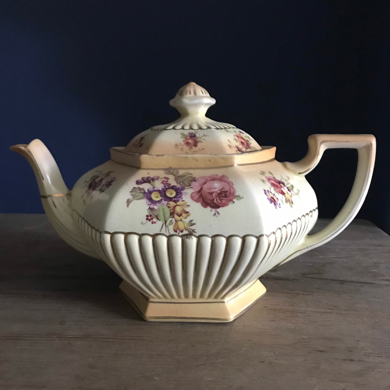 Vintage teapot and matching stand floral Johnson Burslem Etsy