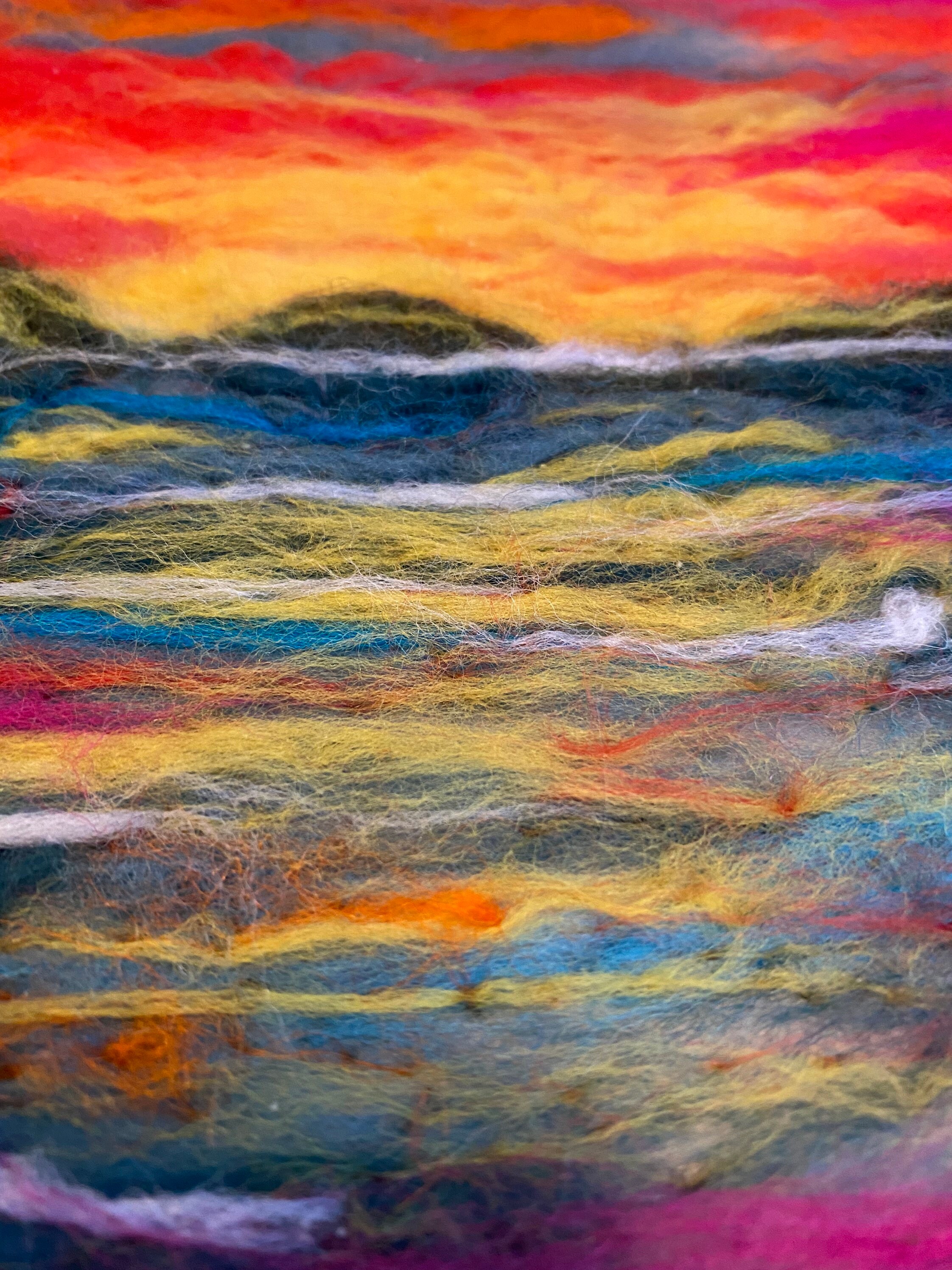 Needle Felted Wool Art Sunset Bliss Wall Art Wool Painting Etsy
