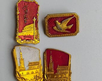 希少なヴィンテージのソビエト・中国共産党のピンバッジ。1950年代に