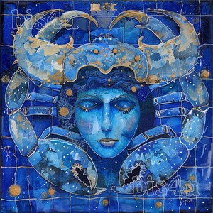 Impresión digital del zodíaco Cáncer, arte mural astrológico, impresión del horóscopo, póster del suspiro del zodíaco, decoración artística del zodíaco, mapa estelar personalizado de decoración celestial para el hogar