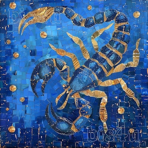 Impression numérique du zodiaque Scorpion, art mural astrologique, cadeau Scorpion, affiche du signe du zodiaque, art de l'horoscope, carte des étoiles personnalisée, art mural bleu clair