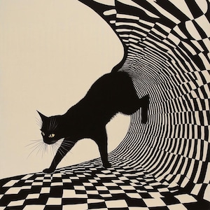 Affiche du chat de Schrödinger, cadeau de physique quantique pour scientifique, poster scientifique abstrait, décoration de bureau geek, cadeau pour enseignants, décoration de salle de classe numérique