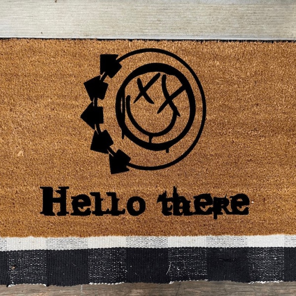 Blink 182, I miss you, emo music, doormat, welcome mat, gift, birthday, housewarming, music, hello there, punk rock, music gift, 2000s