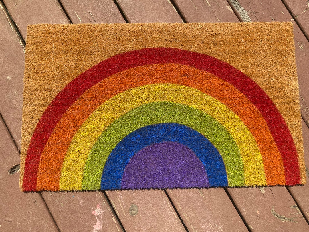 Rainbow Doormat Colorful Rainbow Colors Birthday Home Etsy