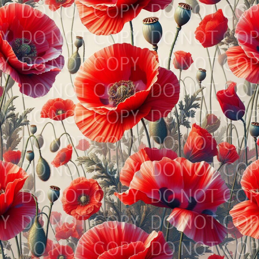 Vibrant Poppy Seamless Repeating Pattern Pattern, Digital Design ...